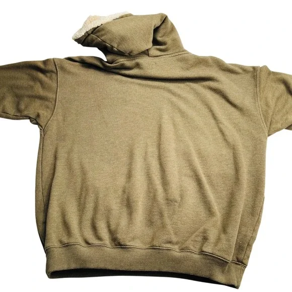 Aerie size Medium Sherpa-Lined Olive Green Hoodie Sweatshirt‎ - Picture 5 of 5
